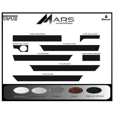Mercedes 124 E200 Консоль-шпон красного дерева 1985-1996 гг. 8 шт.