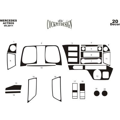 Консоль Mercedes Actros шпон красного дерева 2011 20 шт.