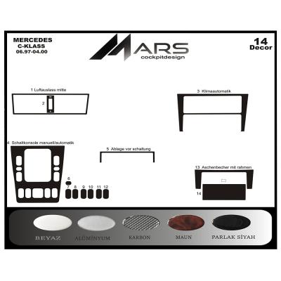 Mercedes C Series Console-Mahogany Veneer 1997-2000 14 Pieces