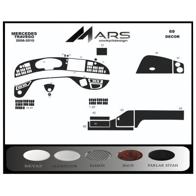 Накладки на консоль Mercedes Travego 2005-2010 69 шт.
