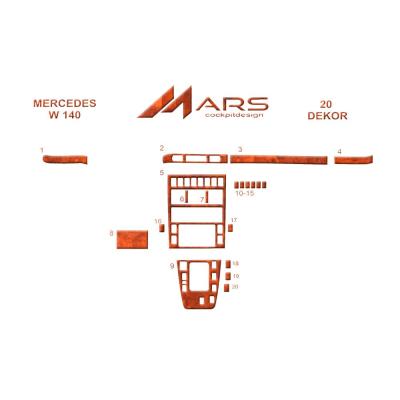 Mercedes W140 Torpido Kaplama 20 Parça