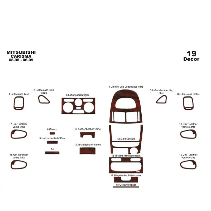 Mitsubishi Carisma Torpido Kaplama 1995-1999 19 Parça