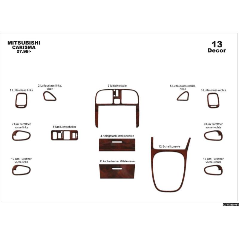 Mitsubishi Carisma Torpido Kaplama 1999-2004 13 Parça
