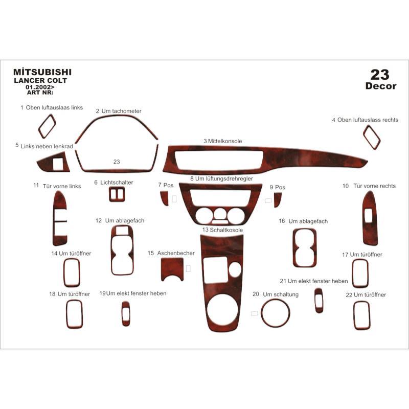 Mitsubishi Colt - Lancer Torpido Kaplama 2002 23 Parça