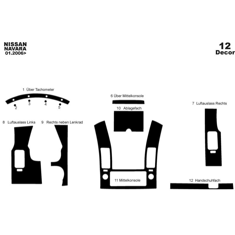 Nissan Navara Torpido Kaplama 2006-2010 12 Parça