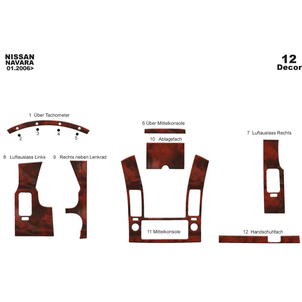 Nissan Navara Torpido Kaplama 2006-2010 12 Parça