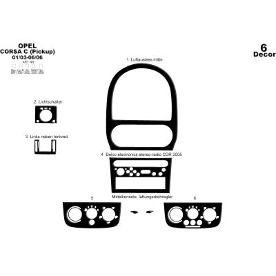 Opel Corsa C Picku ParçaTorpido Kaplama  2003-2006 6 Parça