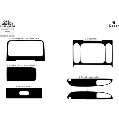 Opel Movano Master interstar Torpido Kaplama 1999-2003 6 Parça 