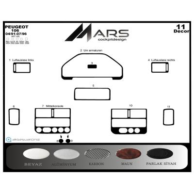 Peugeot 106 Console-Mahogany Veneer 1991-1996 1 Pieces