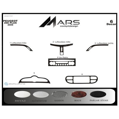 Peugeot 206 Plus Konsol-Torpido Kaplama 2009 6 Parça