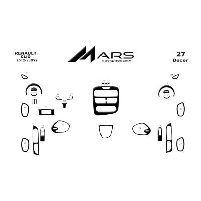 Renault Clio 2012-2019 Накладки на консоль-бардачок 27 шт.