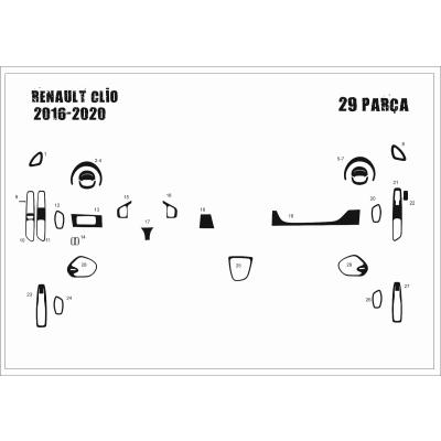 Renault Clio 2016-2020 Konsol-Torpido Kaplama 29 Parça