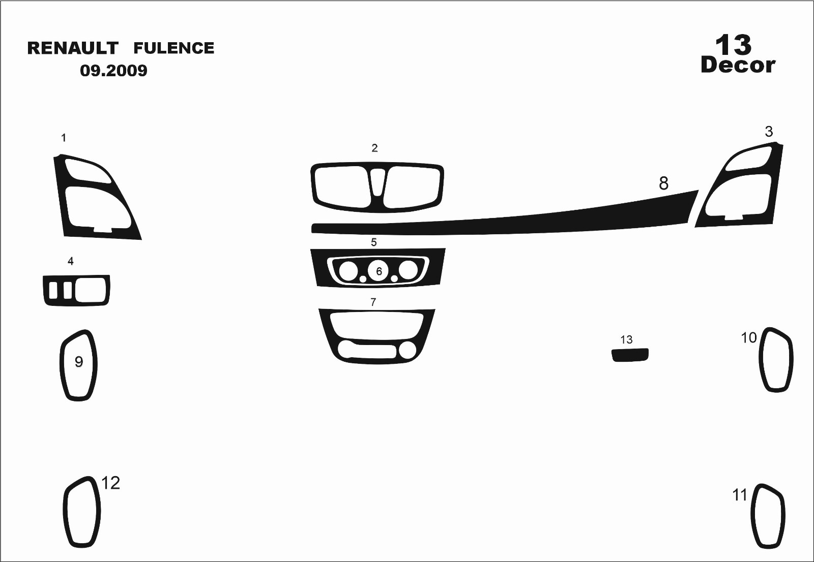 Renault Fluance 2009- Torpido Kaplama 19 Parça