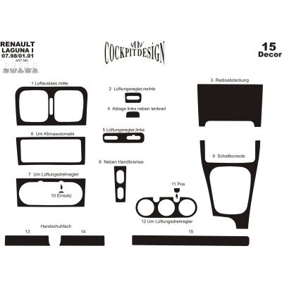 Renault Laguna Konsol-Torpido Kaplama 1998-2001 17 Parça