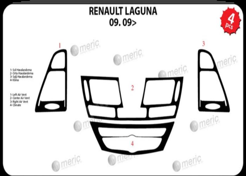 Renault Laguna Console-Mahogany Veneer 2009 4 Pieces