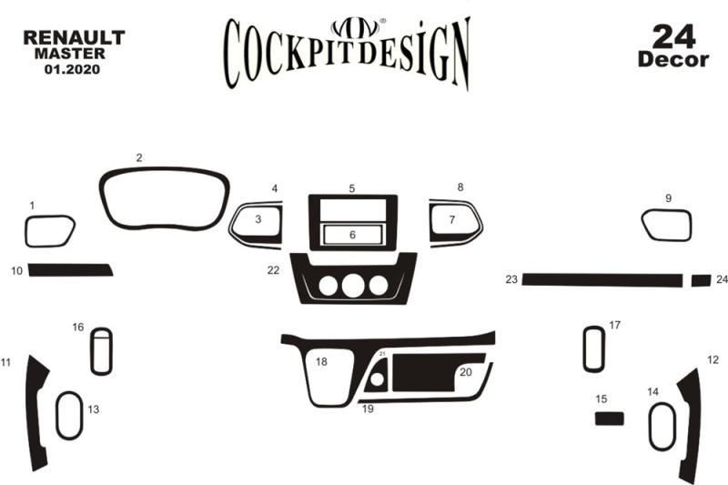 Renault Master Console-Шпон красного дерева 2020 24 шт.