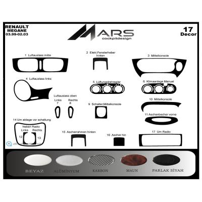 Renault Megane Konsol-Torpido Kaplama 1999-2003 17 Parça