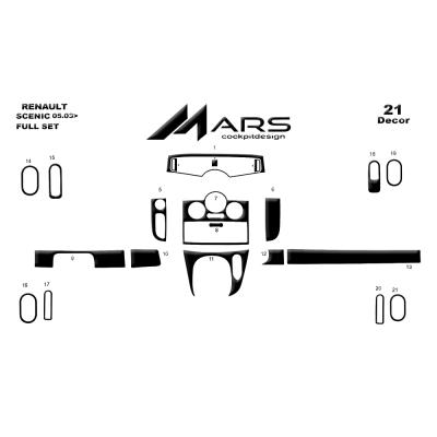 Renault Scenic 2003- Консоль- Накладки торпеды 21 шт.