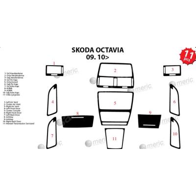Skoda Octavia Piano Black Kaplama 2009 11 Parça