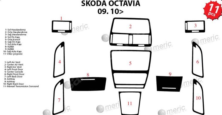 Skoda Octavia Piano Black Kaplama 2009 11 Parça