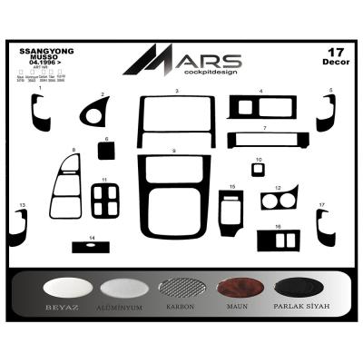 Консоль Ssangyong Musso, шпон красного дерева 1996-1999 гг., 17 шт.