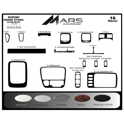 Suzuki Grand Vitara 4X4 Konsol-Torpido Kaplama 1998-2005 16 Parça
