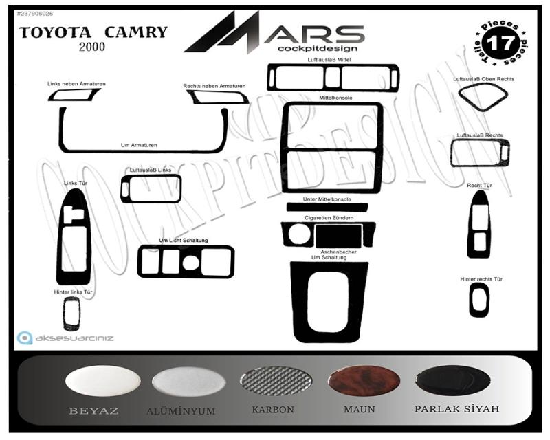 Toyota Camry Konsol-Torpido Kaplama 2000-2002 17 Parça