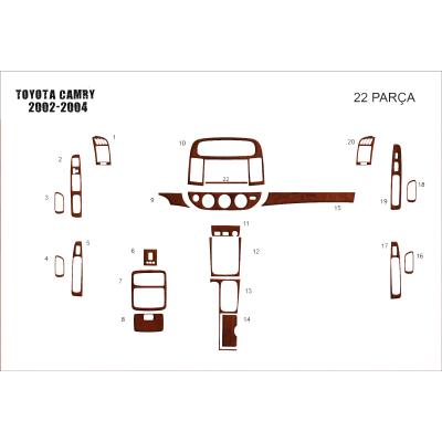 Консоль Toyota Camry шпон красного дерева 2002-2004 гг., 22 шт.