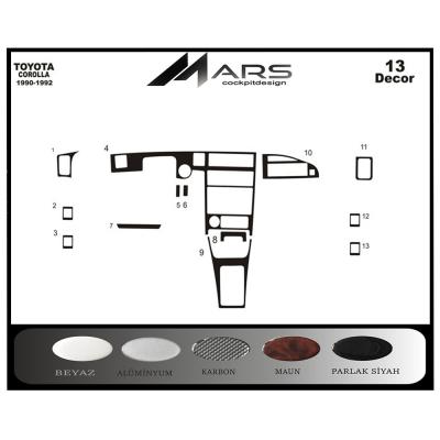 Консоль Toyota Corolla, шпон красного дерева, 13 штук, 1990-1992 гг.