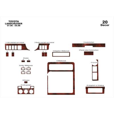 Toyota Land Cruiser Torpido Kaplama 1996-1998 20 Parça