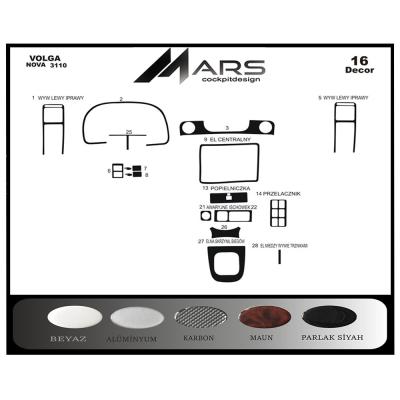 Волга Нова 3110 Консоль-Шпон красного дерева 1995 г. 16 шт.