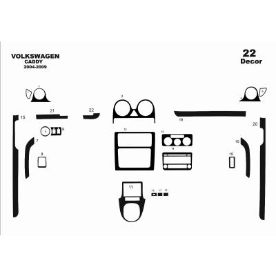 Volkswagen Caddy Konsol-Torpido Kaplama 2004-2009 22 Parça