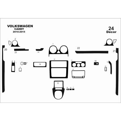 Volkswagen Caddy Konsol-Torpido Kaplama 2010-2015 24 Parça