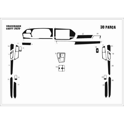 Volkswagen Caddy Konsol-Torpido Kaplama 2020- 30 Parça
