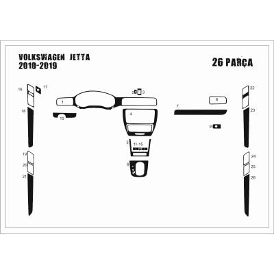 Volkswagen Jetta Konsol-Torpido Kaplama 2014-2016 26 Parça