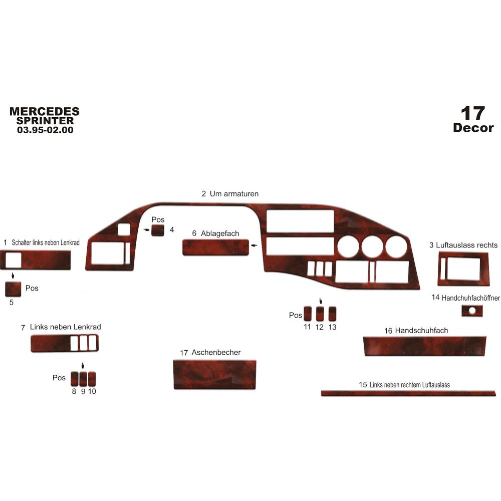 Volkswagen LT Volt / Sprinter Torpido Kaplama 1995-2006 17 Parça