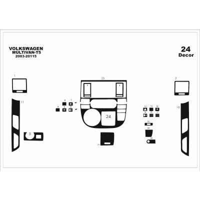 Volkswagen T5 Multivan Konsol-Torpido Kaplama 2003-2009 24 Parça