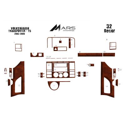 Volkswagen Transporter T5 Konsol-Torpido Kaplama 2003-2009 32 Parça