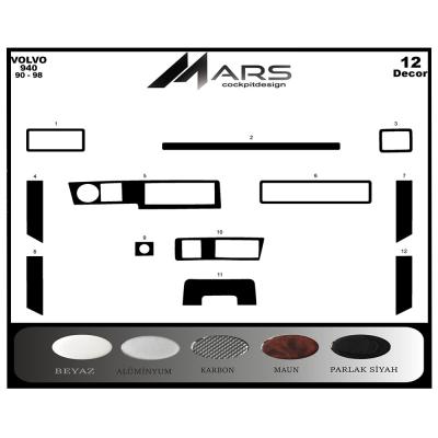 Volvo 940 Uyumlu Konsol-Torpido Kaplama 1990-1998 12 Parça