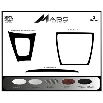 Volvo S60 / V70 Uyumlu Konsol-Torpido Kaplama 2005- 2009 3 Parça