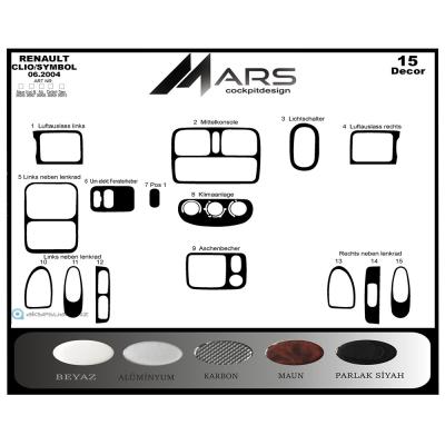 Renault Clio Symbol Konsol-Torpido Kaplama 2004-2008 15 Parça