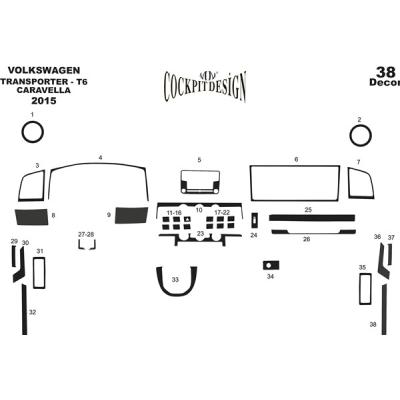 Консоль Volkswagen Carevelle шпон красного дерева 2015-2018 38 шт.