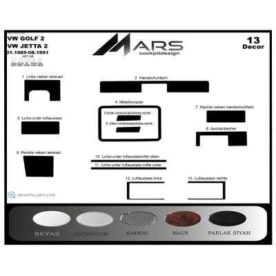 Volkswagen Golf 2 Konsol-Torpido Kaplama 1985-1991 13 Parça